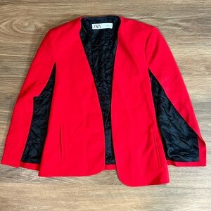 Zara Red and Black Blazer Modern Silhouette